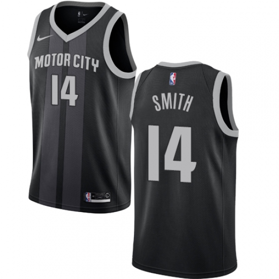 Women's Nike Detroit Pistons 14 Ish Smith Swingman Black NBA Jersey - City Edition