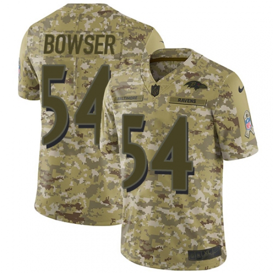 Youth Nike Baltimore Ravens 54 Tyus Bowser Limited Camo 2018 Salute to Service NFL Jersey