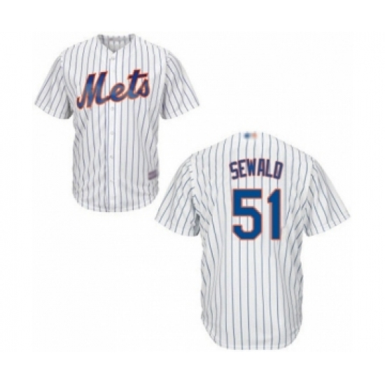 Youth New York Mets 51 Paul Sewald Authentic White Home Cool Base Baseball Player Jersey