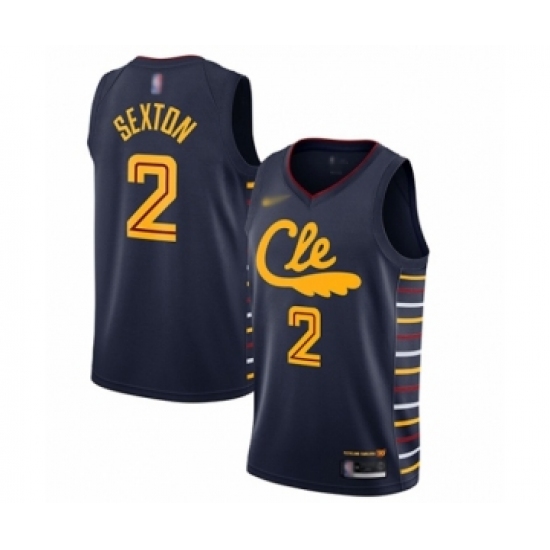 Men's Cleveland Cavaliers 2 Collin Sexton Swingman Navy Basketball Jersey - 2019 20 City Edition