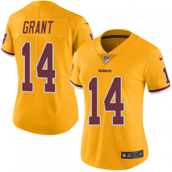 Women's Nike Washington Redskins 14 Ryan Grant Limited Gold Rush Vapor Untouchable NFL Jersey