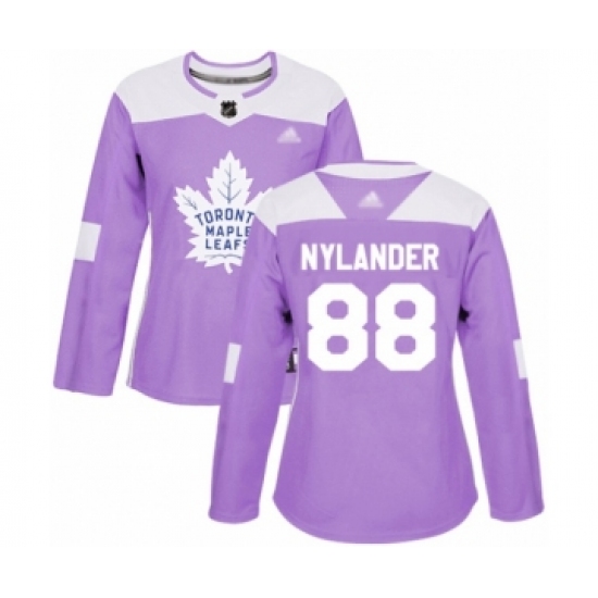 Women's Toronto Maple Leafs 88 William Nylander Authentic Purple Fights Cancer Practice Hockey Jersey