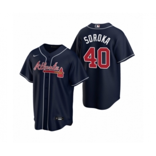 Youth Atlanta Braves 40 Mike Soroka Nike Navy 2020 Replica Alternate Jersey