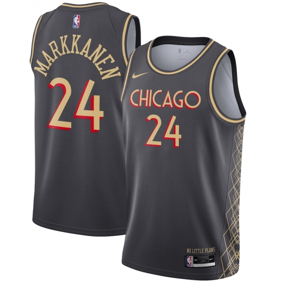 Men's Chicago Bulls 24 Lauri Markkanen Nike Gray 2020-21 Swingman Player Jersey