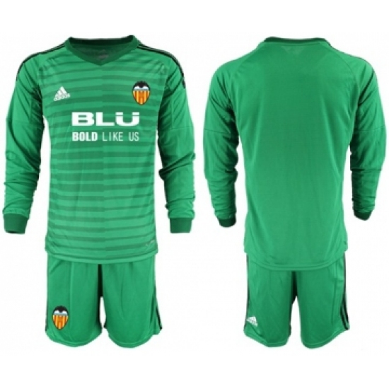 Valencia Blank Green Goalkeeper Long Sleeves Soccer Club Jersey