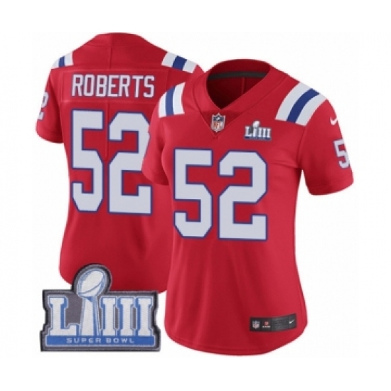 Women's Nike New England Patriots 52 Elandon Roberts Red Alternate Vapor Untouchable Limited Player Super Bowl LIII Bound NFL Jersey