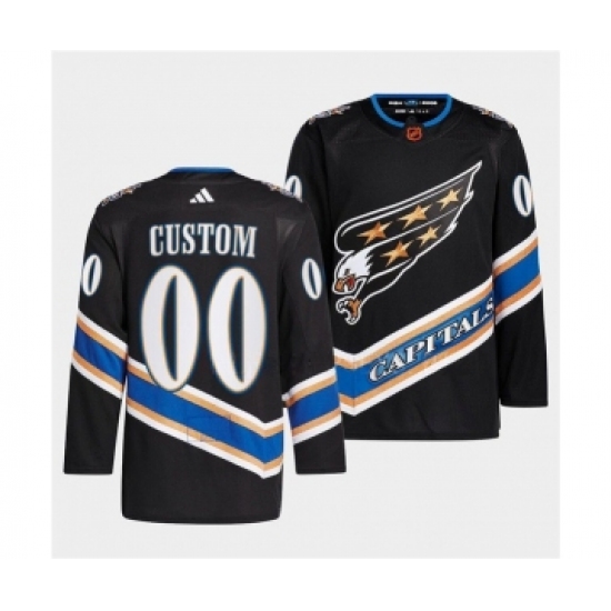 Men's Washington Capitals Custom Black 2022-23 Reverse Retro Stitched Jersey