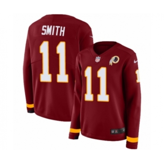 Women's Nike Washington Redskins 11 Alex Smith Limited Burgundy Therma Long Sleeve NFL Jersey