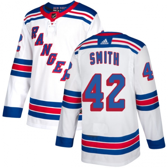 Youth Adidas New York Rangers 42 Brendan Smith Authentic White Away NHL Jersey