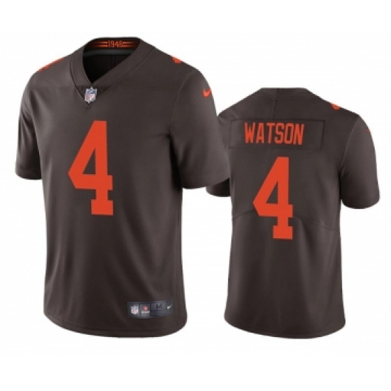 Men's Cleveland Browns 4 Deshaun Watson Brown Color Rush Vapor Untouchable Limited Stitched Jersey