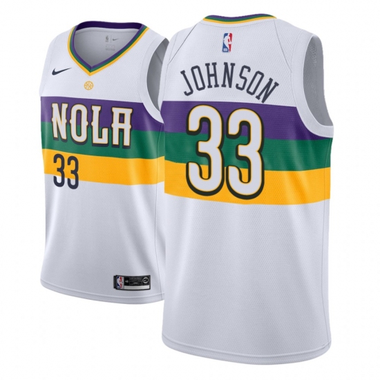 Men NBA 2018-19 New Orleans Pelicans 33 Wesley Johnson City Edition White Jersey