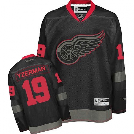 Men's Reebok Detroit Red Wings 19 Steve Yzerman Authentic Black Ice NHL Jersey