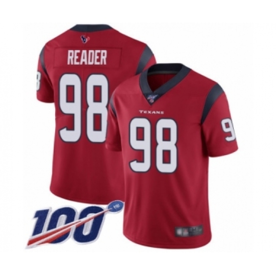 Men's Houston Texans 98 D.J. Reader Red Alternate Vapor Untouchable Limited Player 100th Season Football Jersey