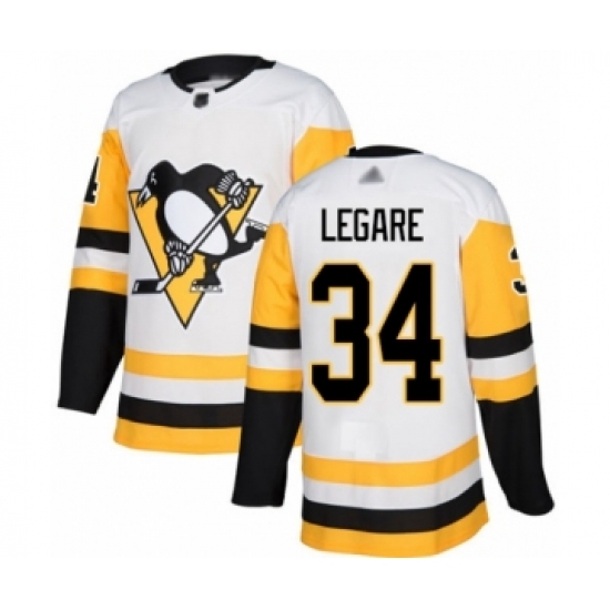 Men's Pittsburgh Penguins 34 Nathan Legare Authentic White Away Hockey Jersey