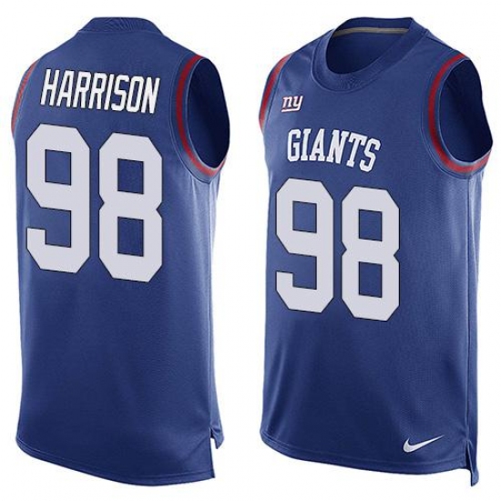 Men's Nike New York Giants 98 Damon Harrison Limited Royal Blue Player Name & Number Tank Top NFL Jersey