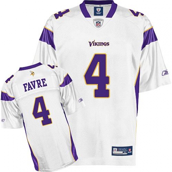 Reebok Minnesota Vikings 4 Brett Favre White Authentic Throwback NFL Jersey