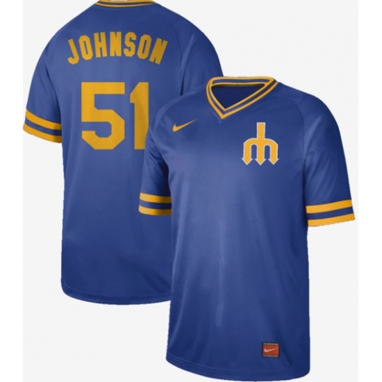 Men's Nike Seattle Mariners 51 Randy Johnson Royal Authentic Cooperstown Collection Stitched Baseball Jersey