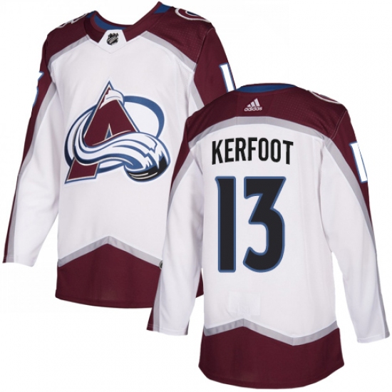 Men's Adidas Colorado Avalanche 13 Alexander Kerfoot White Road Authentic Stitched NHL Jersey