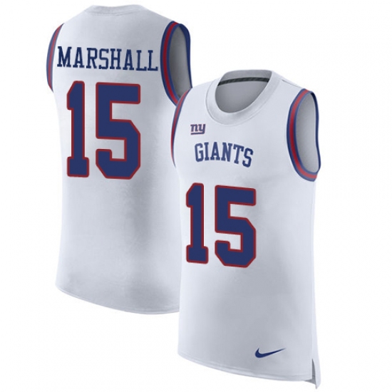 Men's Nike New York Giants 15 Brandon Marshall Limited White Rush Player Name & Number Tank Top NFL Jersey