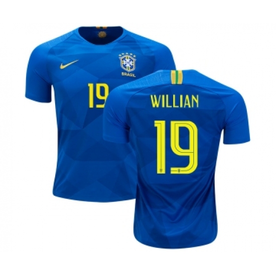 Brazil 19 Willian Away Kid Soccer Country Jersey