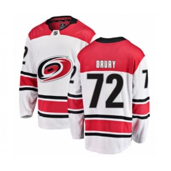 Youth Carolina Hurricanes 72 Jack Drury Authentic White Away Fanatics Branded Breakaway NHL Jersey