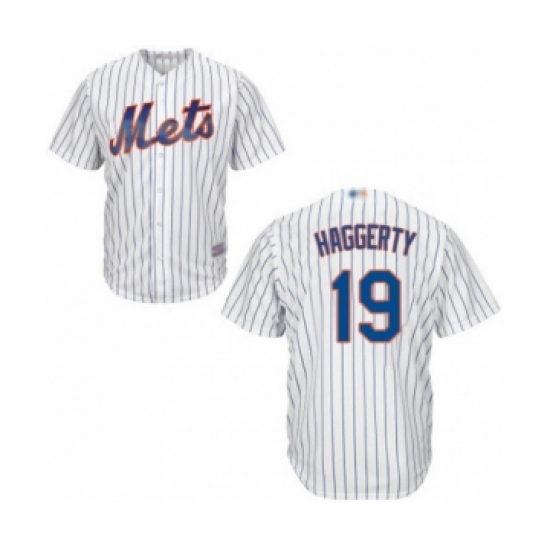 Youth New York Mets 19 Sam Haggerty Authentic White Home Cool Base Baseball Player Jersey