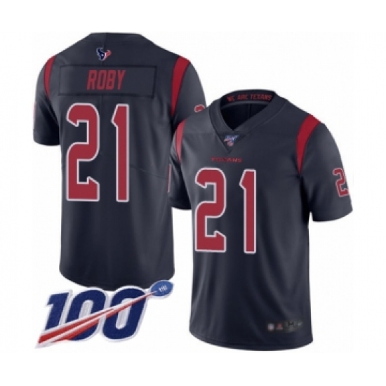 Men's Houston Texans 21 Bradley Roby Limited Navy Blue Rush Vapor Untouchable 100th Season Football Jersey