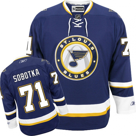 Men's Reebok St. Louis Blues 71 Vladimir Sobotka Authentic Navy Blue Third NHL Jersey