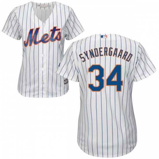 Women's Majestic New York Mets 34 Noah Syndergaard Authentic White Home Cool Base MLB Jersey