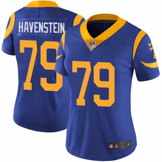 Women's Nike Los Angeles Rams 79 Rob Havenstein Royal Blue Alternate Vapor Untouchable Limited Player NFL Jersey