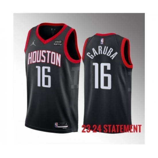 Men's Houston Rockets 16 Usman Garuba Black 2023 Statement Edition Stitched Basketball Jersey