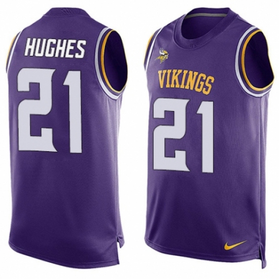 Men's Nike Minnesota Vikings 21 Mike Hughes Limited Purple Player Name & Number Tank Top NFL Jersey