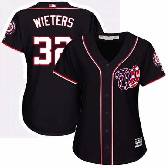 Women's Majestic Washington Nationals 32 Matt Wieters Authentic Navy Blue Alternate 2 Cool Base MLB Jersey