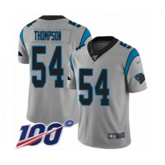 Men's Carolina Panthers 54 Shaq Thompson Silver Inverted Legend Limited 100th Season Football Jersey