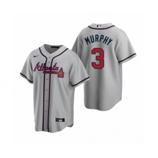 Women Atlanta Braves 3 Dale Murphy Nike Gray 2020 Replica Road Jersey