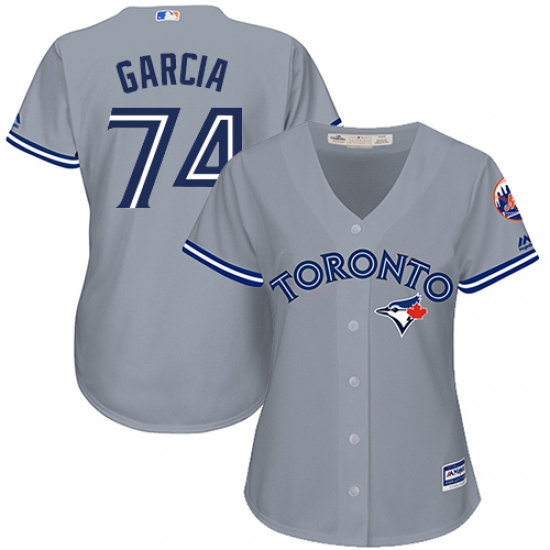 Women's Majestic Toronto Blue Jays 74 Jaime Garcia Replica Grey Road MLB Jersey