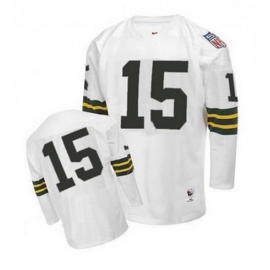 Mitchell and Ness Green Bay Packers 15 Bart Starr Authentic White Throwback NFL Jersey