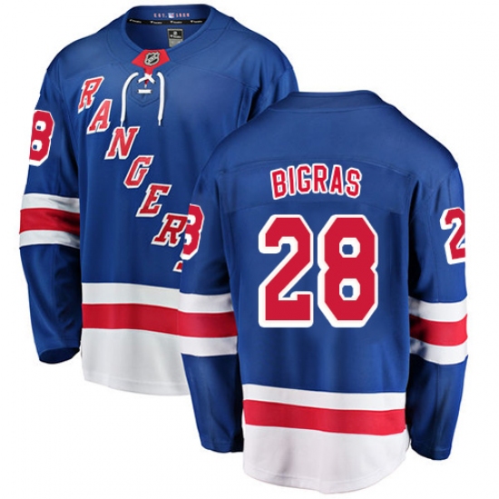 Men's New York Rangers 28 Chris Bigras Fanatics Branded Royal Blue Home Breakaway NHL Jersey