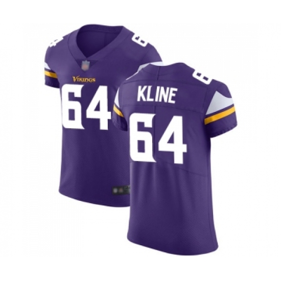 Men's Minnesota Vikings 64 Josh Kline Purple Team Color Vapor Untouchable Elite Player Football Jersey