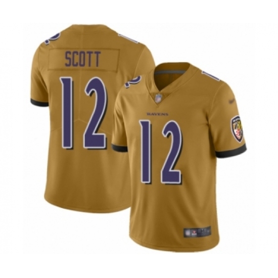 Youth Baltimore Ravens 12 Jaleel Scott Limited Gold Inverted Legend Football Jersey