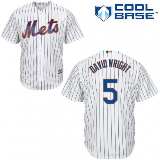 Men's Majestic New York Mets 5 David Wright Replica White Home Cool Base MLB Jersey