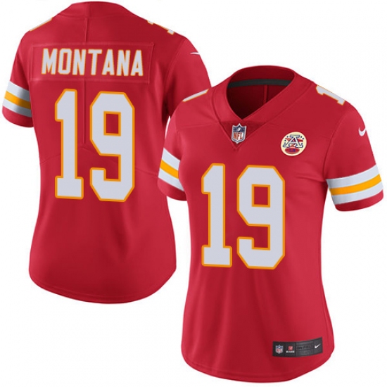 Women's Nike Kansas City Chiefs 19 Joe Montana Red Team Color Vapor Untouchable Limited Player NFL Jersey
