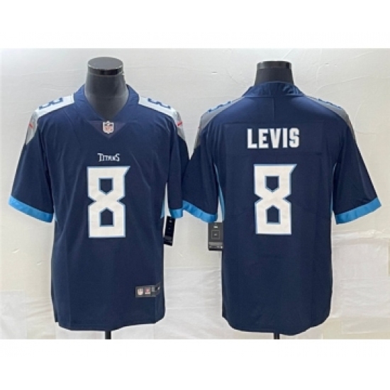 Men's Tennessee Titans 8 Will Levis Navy Vapor Untouchable Stitched Jersey