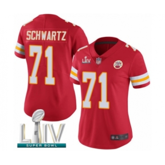 Women's Kansas City Chiefs 71 Mitchell Schwartz Red Team Color Vapor Untouchable Limited Player Super Bowl LIV Bound Football Jersey