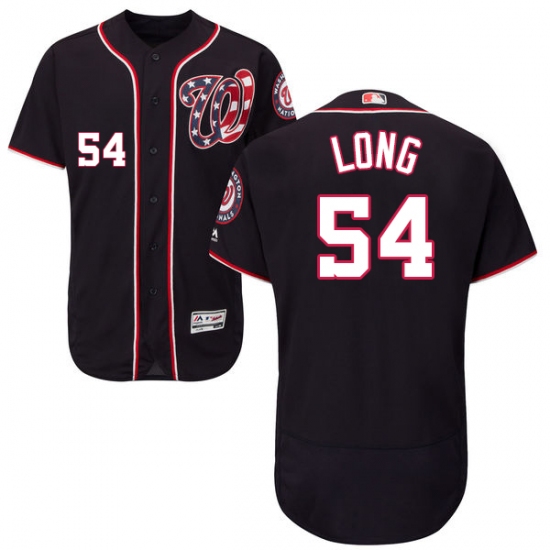 Men's Majestic Washington Nationals 54 Kevin Long Navy Blue Alternate Flex Base Authentic Collection MLB Jersey