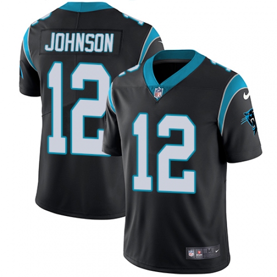 Men's Nike Carolina Panthers 12 Charles Johnson Black Team Color Vapor Untouchable Limited Player NFL Jersey