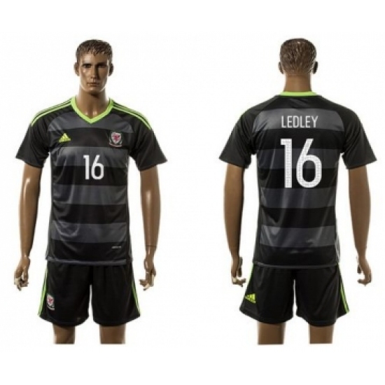 Wales 16 Ledley Black Away Soccer Club Jersey