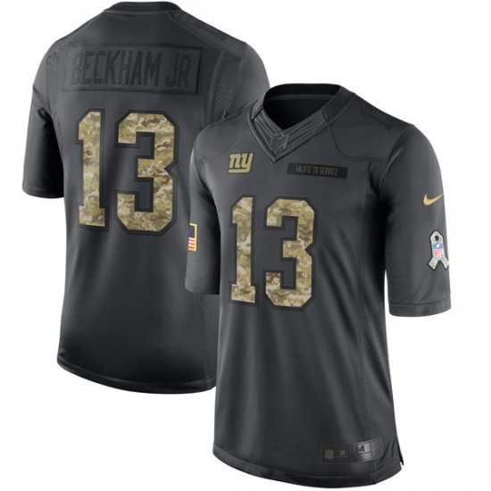 Men's Nike New York Giants 13 Odell Beckham Jr Limited Black 2016 Salute to Service NFL Jersey