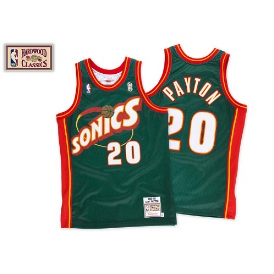 Men's Mitchell and Ness Oklahoma City Thunder 20 Gary Payton Swingman Green SuperSonics Throwback NBA Jersey