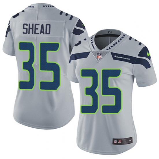 Women's Nike Seattle Seahawks 35 DeShawn Shead Grey Alternate Vapor Untouchable Limited Player NFL Jersey